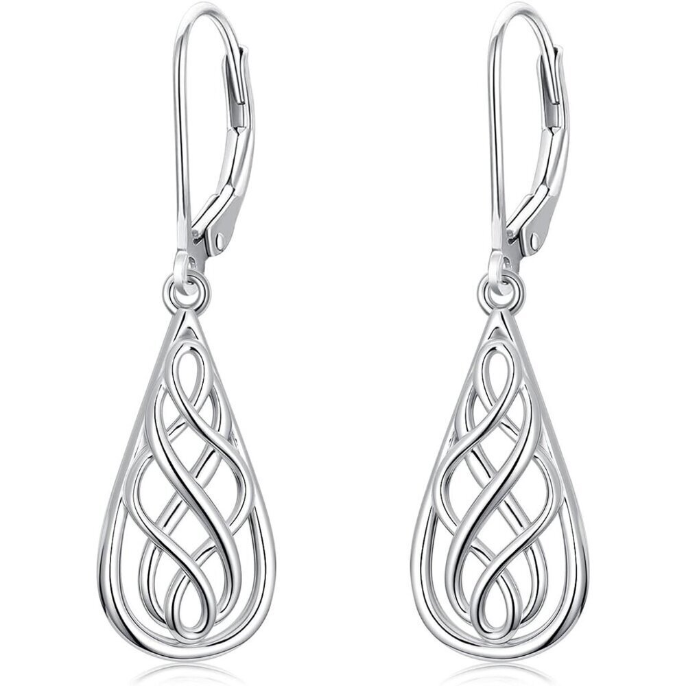 Women's Silver Celtic Knot Earrings 925 Sterling Silver Celtic Dangle Drop